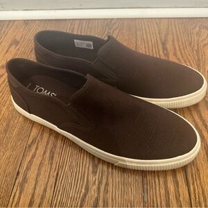 TOMS Baja Heritage Canvas Dark Brown Slip On Shoes 10.5